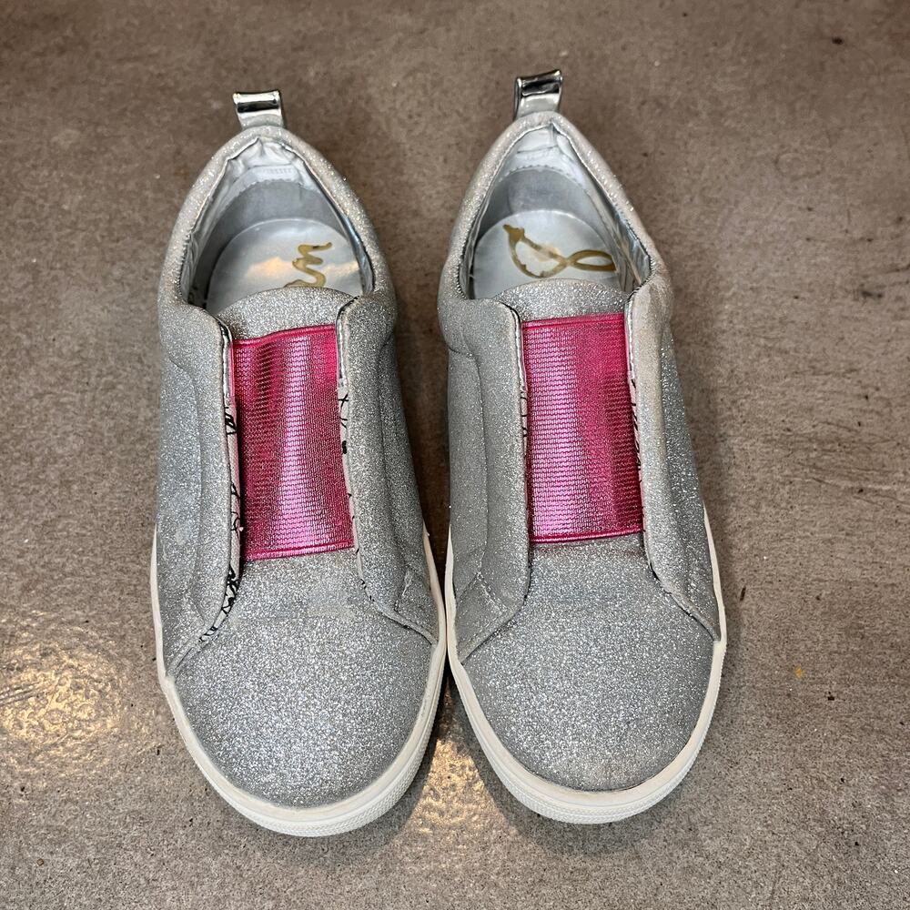 Sam Edelman Bella Emma Silver pink metallic slip on fashion shoes girl 1 no lace
